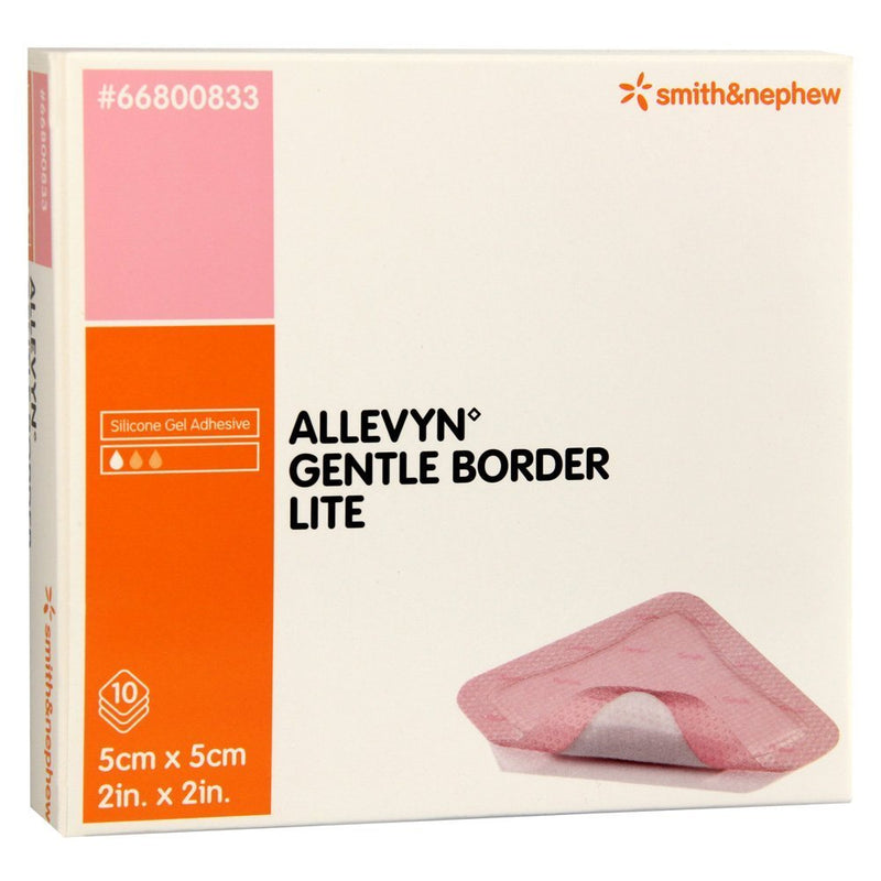 ALLEVYN GENTLE BORDER LITE SILICONE GEL ADHESIVE HYDROCELLULAR 5CM X 5 CM - 10 DRESSINGS - BeesActive Australia