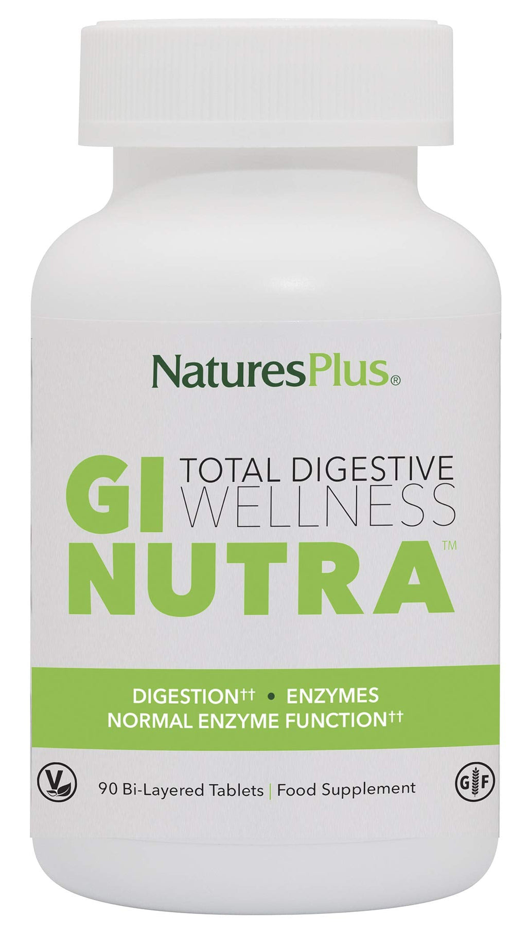 NaturesPlus GI Nutra Total Digestive Wellness - Natural Probiotics Supplement with Prebiotics, Digestive Enzymes, Calcium and Glutamine for Gut Health - Vegetarian, Gluten Free - 90 Tablets 90 Count (Pack of 1) - BeesActive Australia