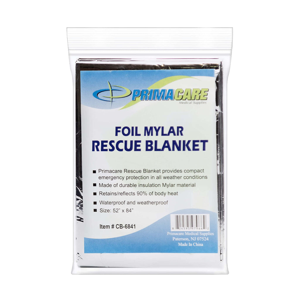 primacare CB-6841 Emergency Foil Mylar Thermal Blankets, First Aid Space Blanket for Outdoors, Hiking, Survival, 52" x 84" - BeesActive Australia