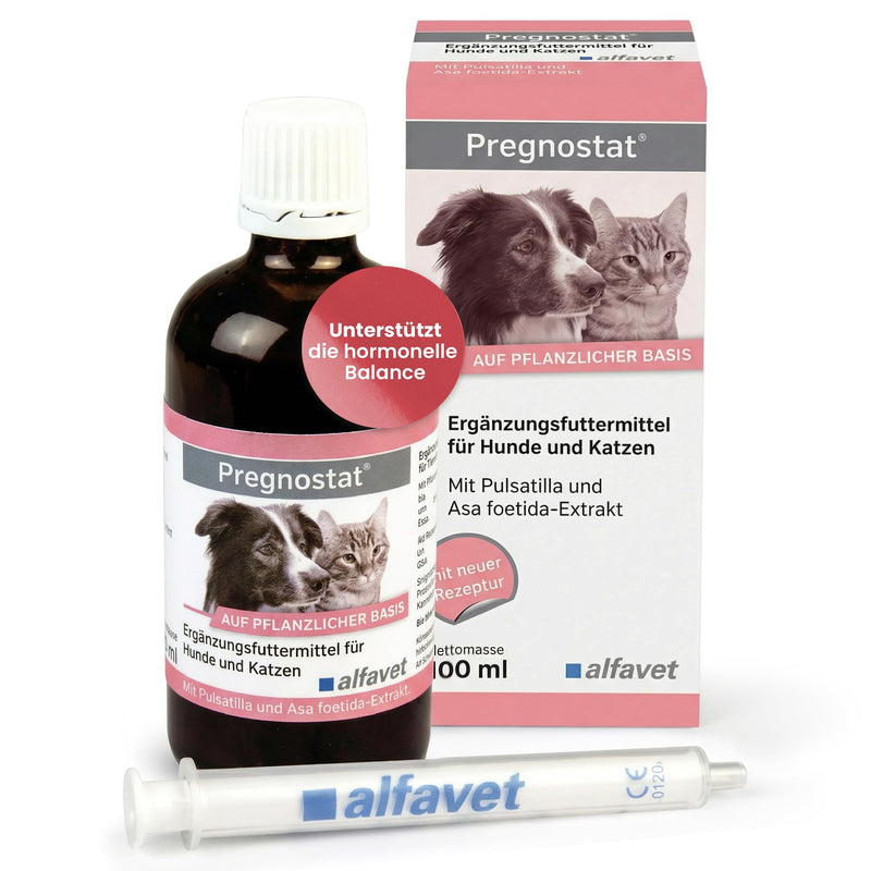 alfavet Pregnostat for Dogs & Cats (100 ml) – Liquid Supplement for Reproductive Support – With Pulsatilla, Melissa & Asa Foetida