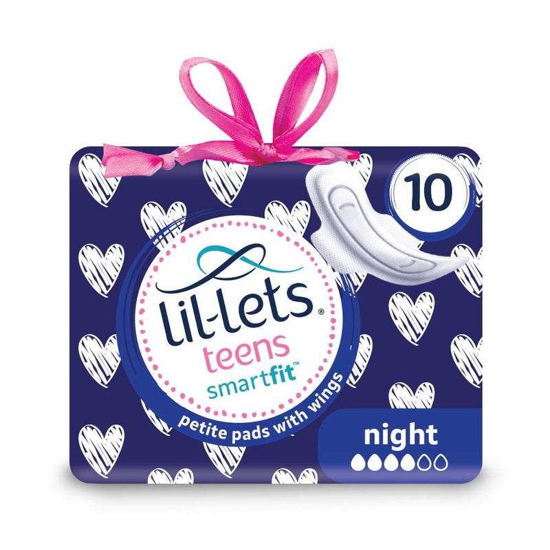Lil-lets Teens Night Pads, 1 Pack of 10 Petite Pads With Wings 10 Count (Pack of 1) - BeesActive Australia