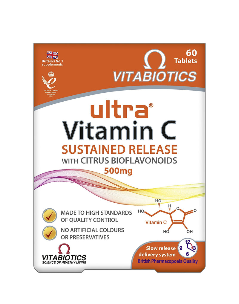 Vitabiotics Ultra Vitamin C Tablets (Ascorbic Acid) Sustained Release with Bioflavonoids - 60 Tablets - BeesActive Australia