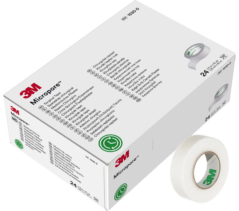 3M™ Micropore™ Surgical Tape 1530-0, 1/2 IN x 10 YD (1,25cm x 9,1m), 24 Rolls/Carton 10 Cartons/Case - BeesActive Australia