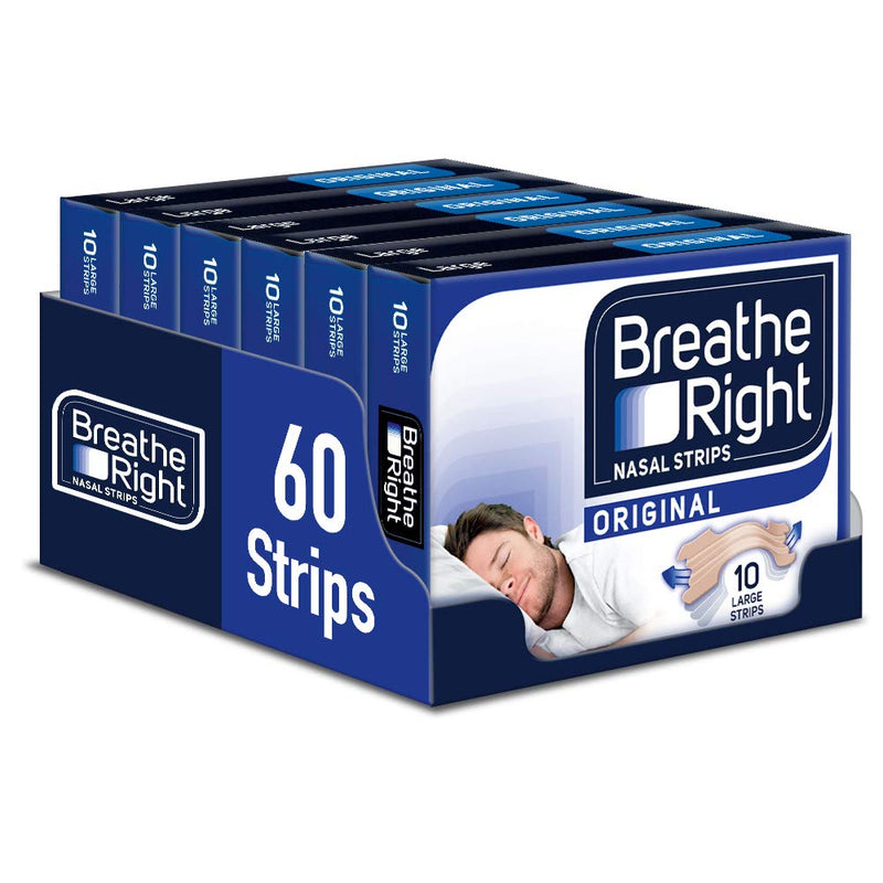 Breathe Right Nasal Strips, Snoring Congestion Relief for Men & Women, Large, Original, Pack of 6 (60 Total Strips) Original Tan – Large - BeesActive Australia