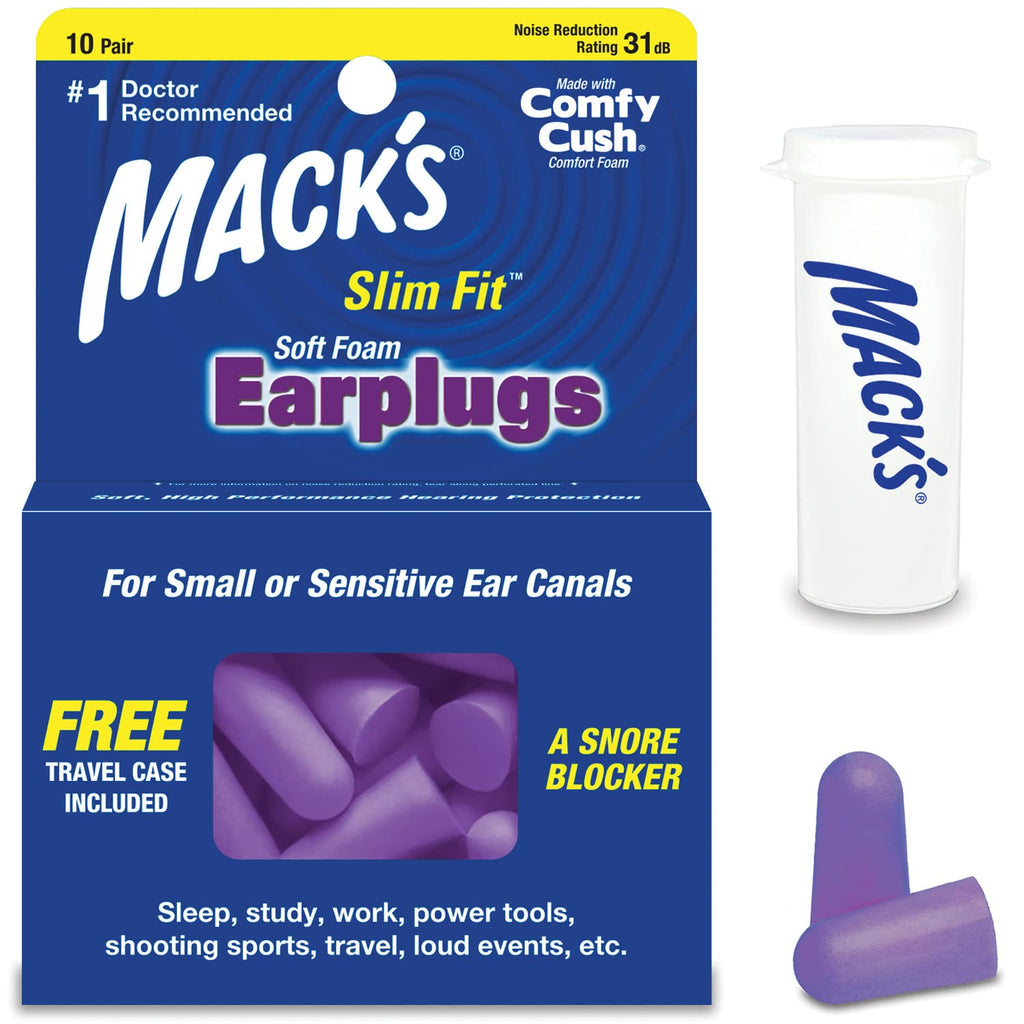 Mack's Safesound Soft Foam Slim Fit Earplugs - Pack of 10 Pairs 20 count (Pack of 1) - BeesActive Australia