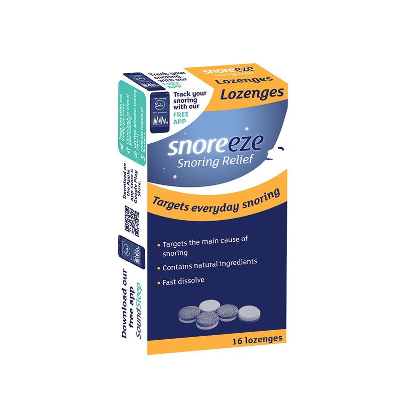 Snoreeze Anti-Snoring Throat Lozenges - Throat Sweets for Dry Mouth Snoring Relief, Naturally Tones & Lubricates Soft Tissues - Use with Mobile App to Stop Snoring - Pack of 16, Mint Flavour Lozenges (1 Pack) - BeesActive Australia