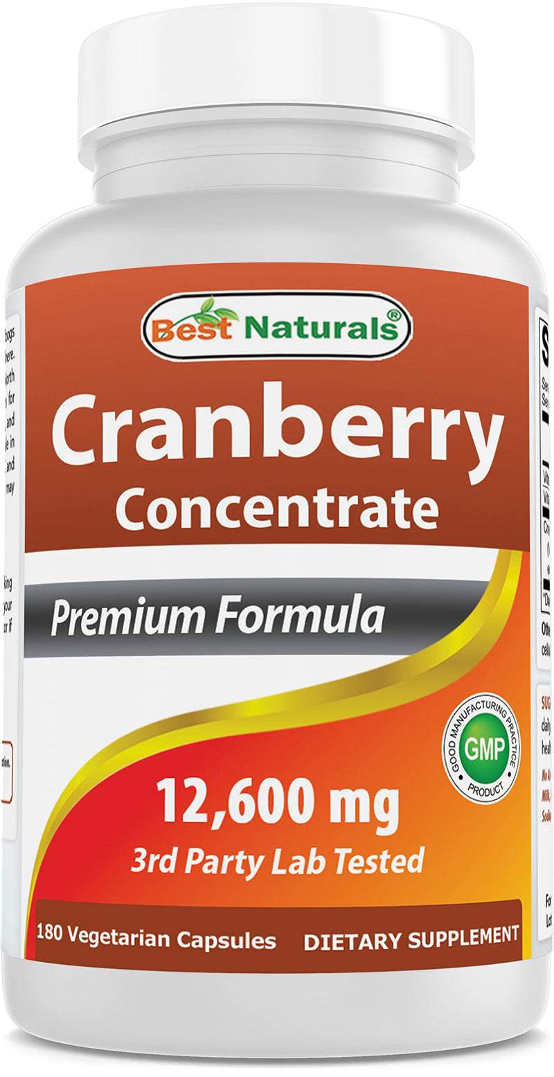 Best Naturals Cranberry 3X Strength, 12600 mg 180 Veggie Capsules (180 Count (Pack of 1)) 180 Count (Pack of 1) - BeesActive Australia