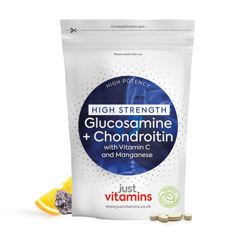 Glucosamine and Chondroitin High Strength (500mg/400mg) Complex x90 Tablets with Vitamin C + Manganese Max Strength Joint Care Combination Supplement for Men/Women (90% Yield Chondroitin Sulphate) UK - BeesActive Australia