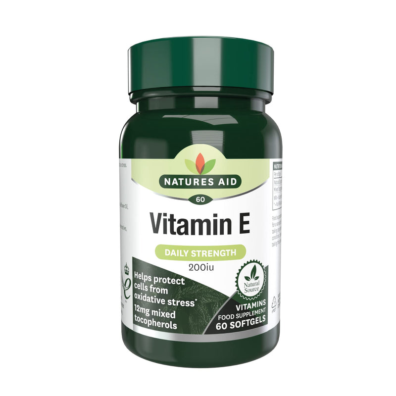 Natures Aid Vitamin E 200iu 60 Softgels (Natural Source Vitamin E, Protects Cells from Oxidative Stress, Made in the UK) - BeesActive Australia