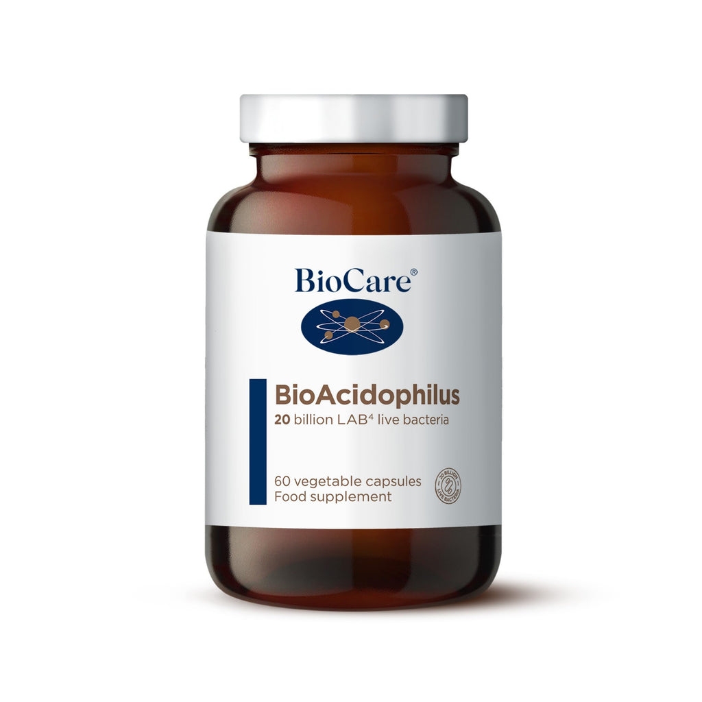 BioCare BioAcidophilus | 20 Billion LAB4 Live Bacteria | Food Supplement Suitable for Vegetarians and Vegans - 60 Capsules - BeesActive Australia