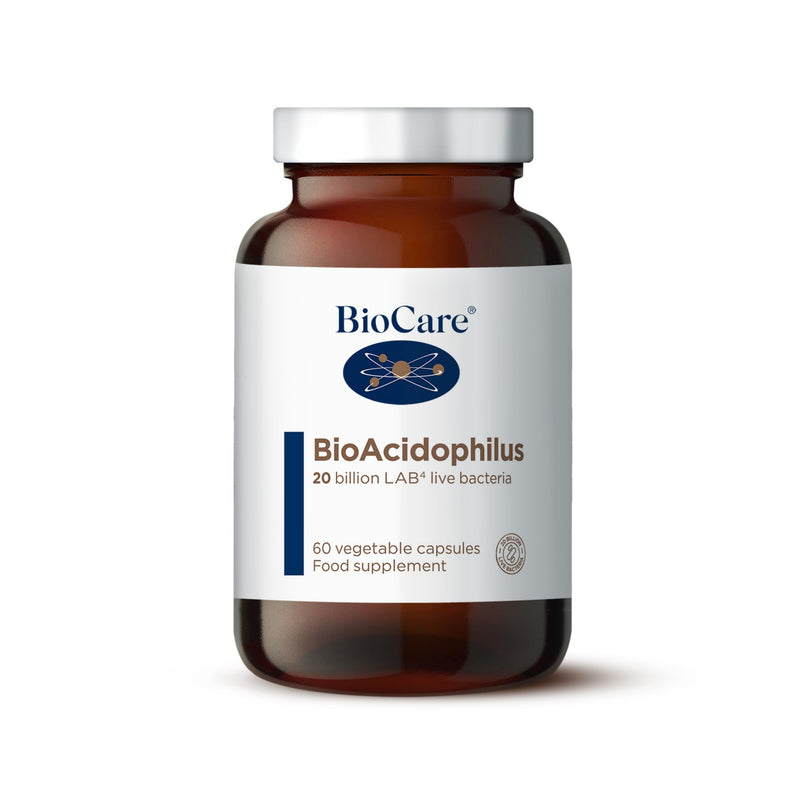 BioCare BioAcidophilus | 20 Billion LAB4 Live Bacteria | Food Supplement Suitable for Vegetarians and Vegans - 60 Capsules - BeesActive Australia