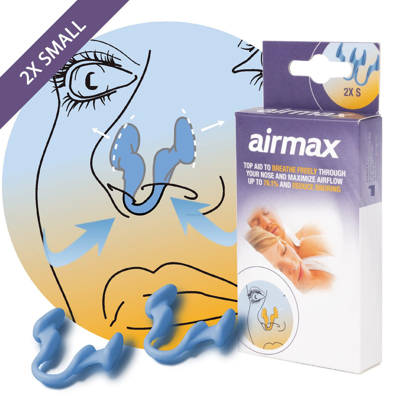 Airmax nasal dilator | Better breathing aid for the nose | 76% more air | 2 Pack - small size | anti snoring devices | More oxygen | Snoring aids for men and women | sleep better and wake up rested | nasal congestion | Free storage case included - BeesActive Australia