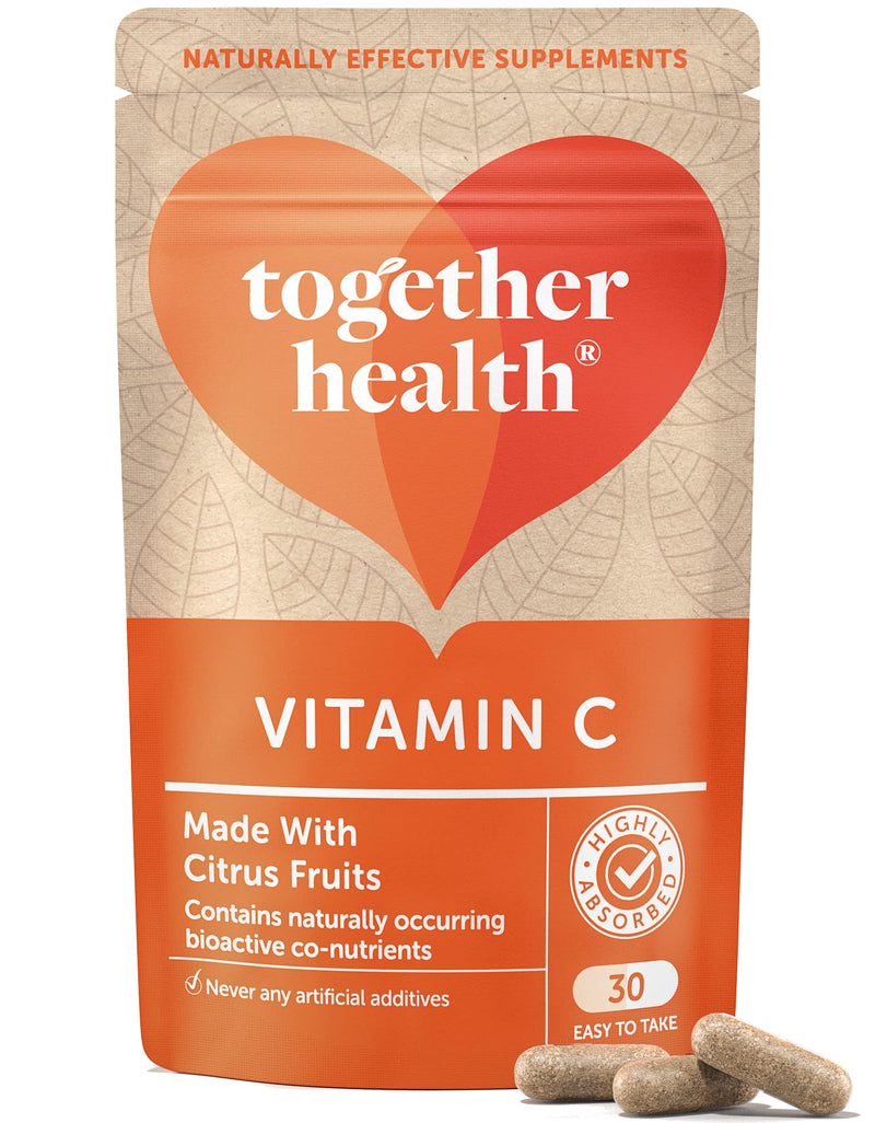 Vitamin C � Together Health � with Organic Citrus Fruits � Gentle & Easily Absorbed � Includes Naturally Occurring Bioflavonoids � Vegan Friendly � Made in The UK � 30 Vegecaps 30 Count (Pack of 1) - BeesActive Australia