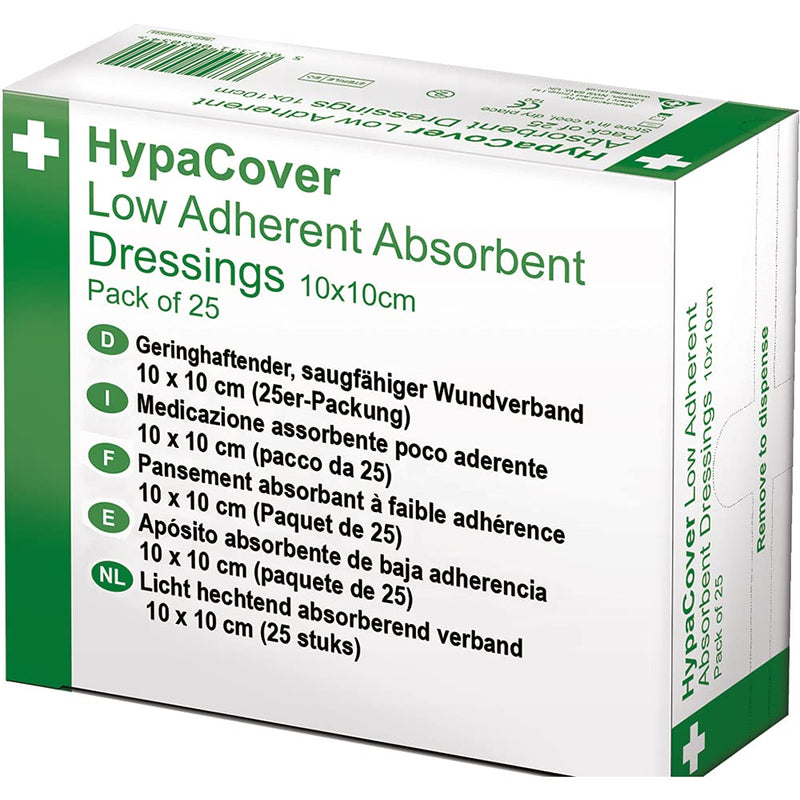 HypaCover Low Adherent Dressing Pads for Wounds Absorbent Dressing, 5x5cm (Pack of 25) 5x5 cm (Pack of 25) Pack of 25 - BeesActive Australia