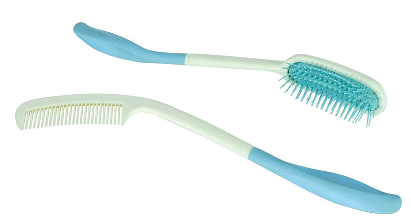 Disability Mobility Aid Help Easy To Use Lightweight Long Handled Hair Brush and Comb Set - BeesActive Australia
