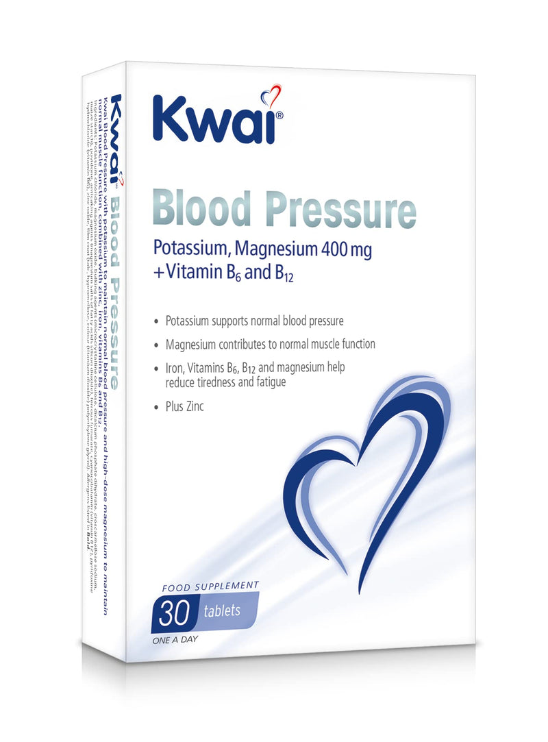 Kwai Blood Pressure | Tablets I Potassium to support normal blood pressure | Magnesium and Zinc contribute to normal muscle function (incl heart muscle) I Iron and Vitamins B6 & B12 improve energy levels | 30 tablets - BeesActive Australia