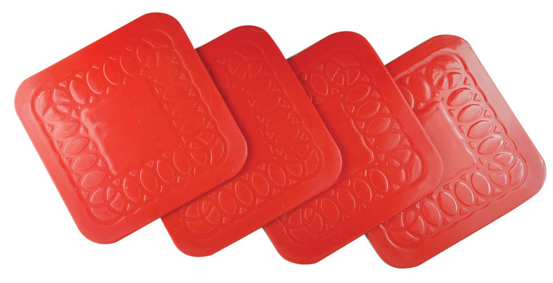 Tenura Red Non Slip Heat Proof Coasters Square 9x9 cm for Coffee, Tea, Beer, Mug, Wine on Tables, Counters, Cabinets Pack of 4 - BeesActive Australia