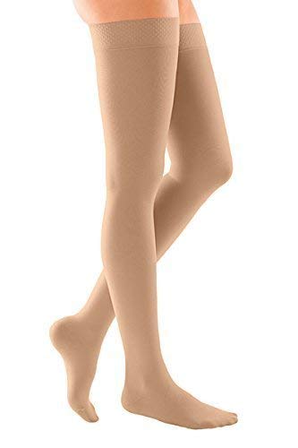 medi Duomed Soft (BS CCL 2) Compression Stockings Thigh Length with Silicone topband Closed Toe Beige X Large XL - BeesActive Australia