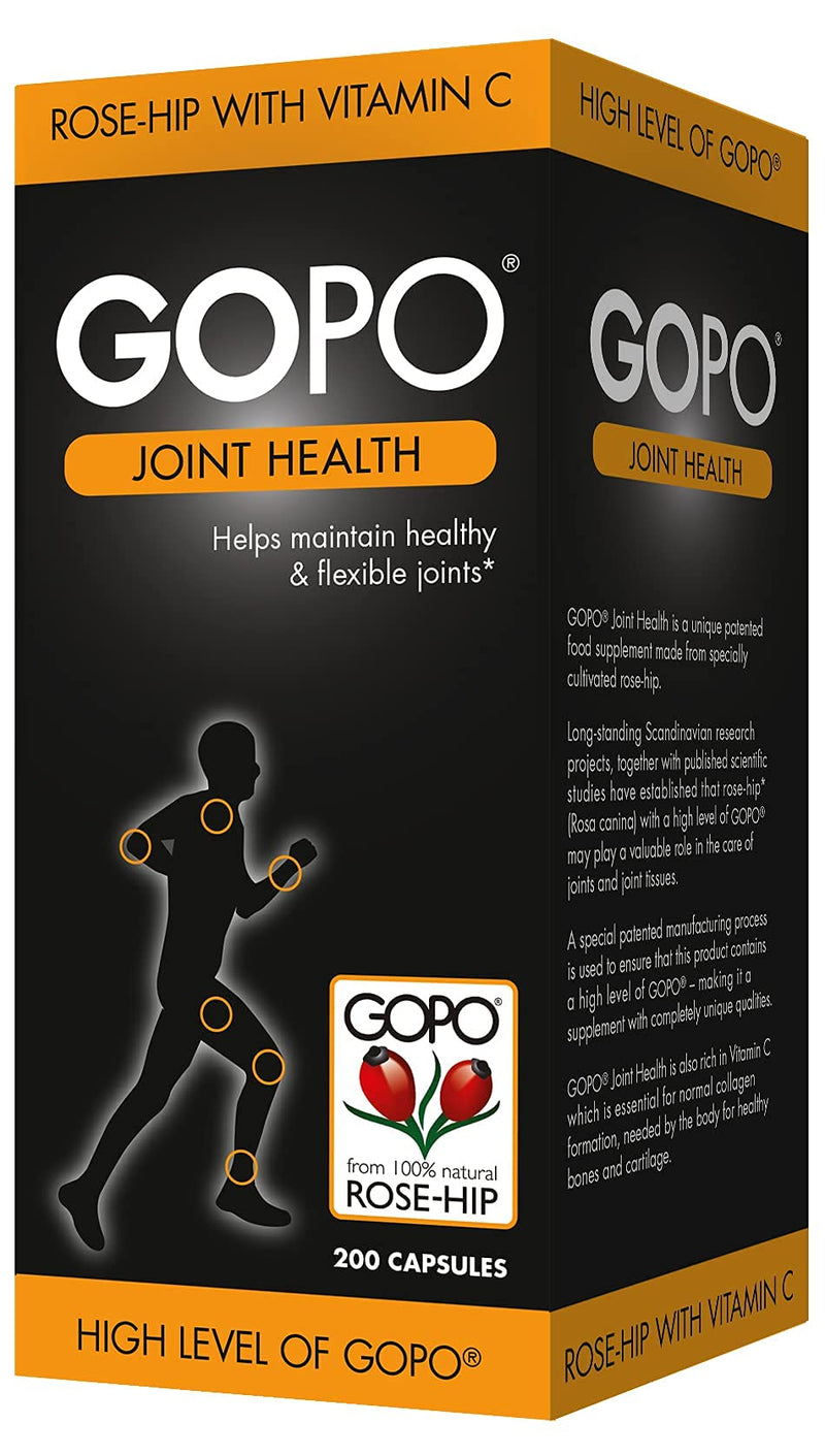 GOPO Joint Health 200 Capsules - Rose-Hip & Vitamin C - Helps maintain healthy & flexible joints 200 Count (Pack of 1) - BeesActive Australia