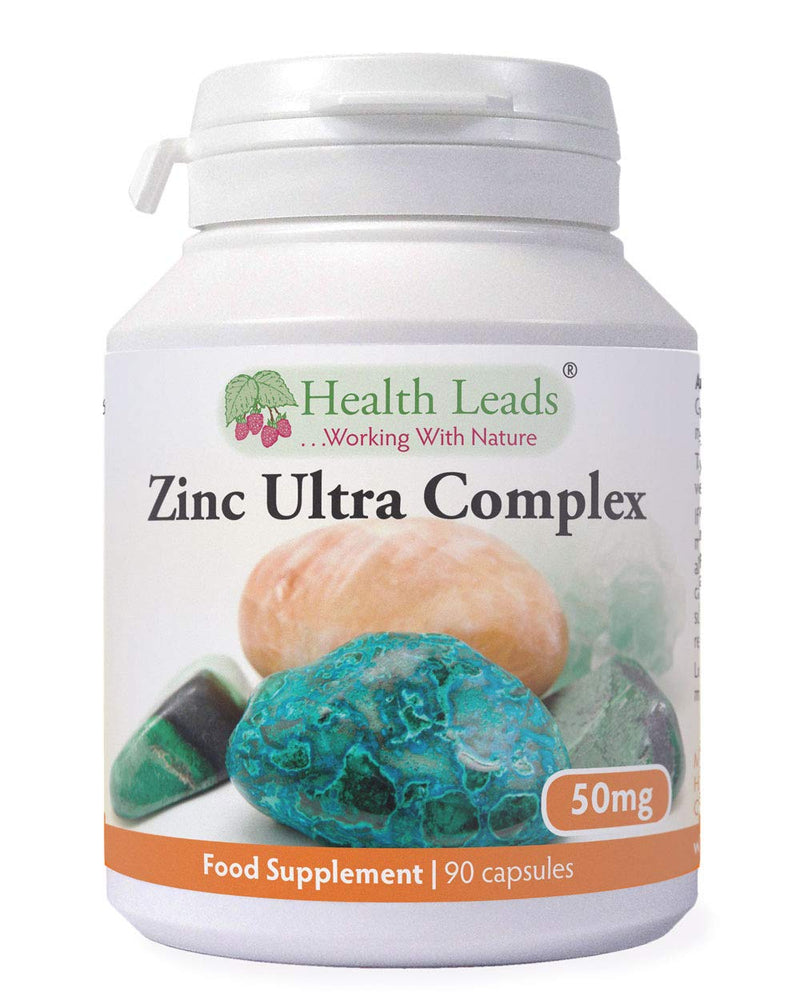 Zinc Ultra Complex 50mg 90 Capsules, Without Magnesium Stearate, Zinc contributes to The Normal Function of The Immune System & to The Maintenance of Normal Skin, Hair & Nails, Made in Wales - BeesActive Australia