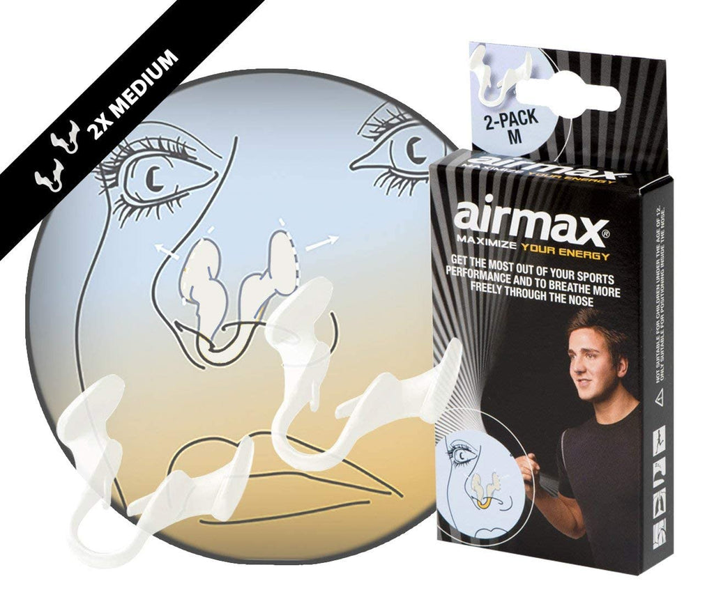 Airmax Nasal Dilator | Breathe Better with Airmax | Against Nasal Congestion - Sport Version - 2 Pack Medium, 6-Month Relief | Airmax is Used by Athletes to Improve Performance! - BeesActive Australia