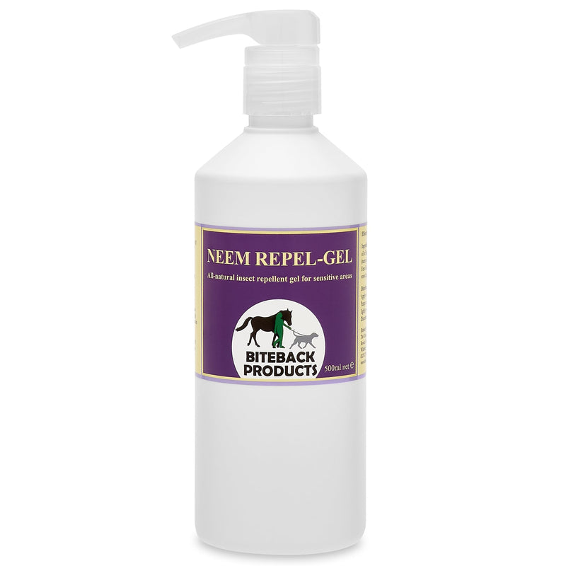 Biteback Products 'Neem Repel Gel' – Natural Horse Fly, Midge & Tick Repellent for Riders & Outdoor Enthusiasts – 5-Hour Protection – Neem & Lemon Eucalyptus, DEET-Free – Gentle on Skin – 500ml