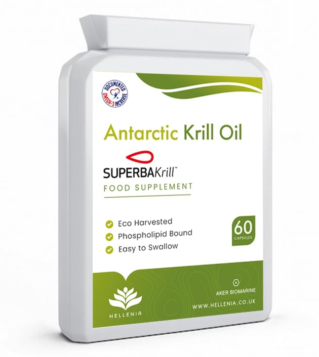 Hellenia Superba Krill� 100% Antarctic Krill Oil Capsules 500mg | Natural Source of Astaxanthin & DHA | Highest Purity, Lowest Sodium, 1 Month Supply - BeesActive Australia