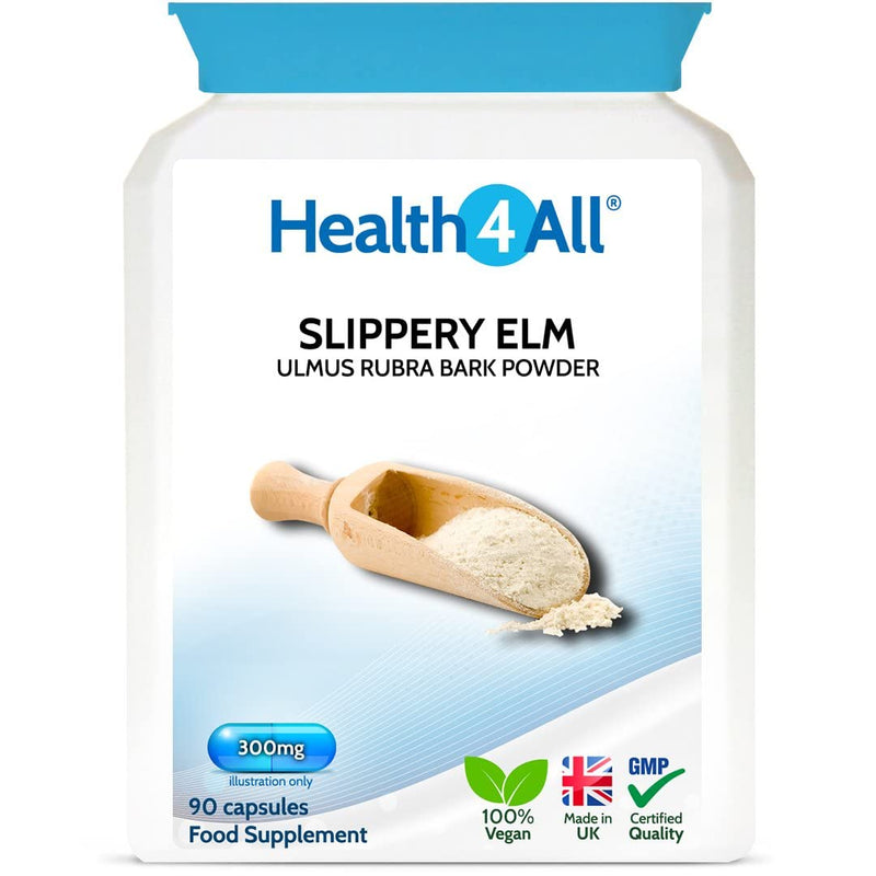 Health4All Slippery Elm 300mg 90 Capsules (V) Digestive Health. Acid Reflux Support. Vegan Digestive Support Supplement 90 Count (Pack of 1) - BeesActive Australia