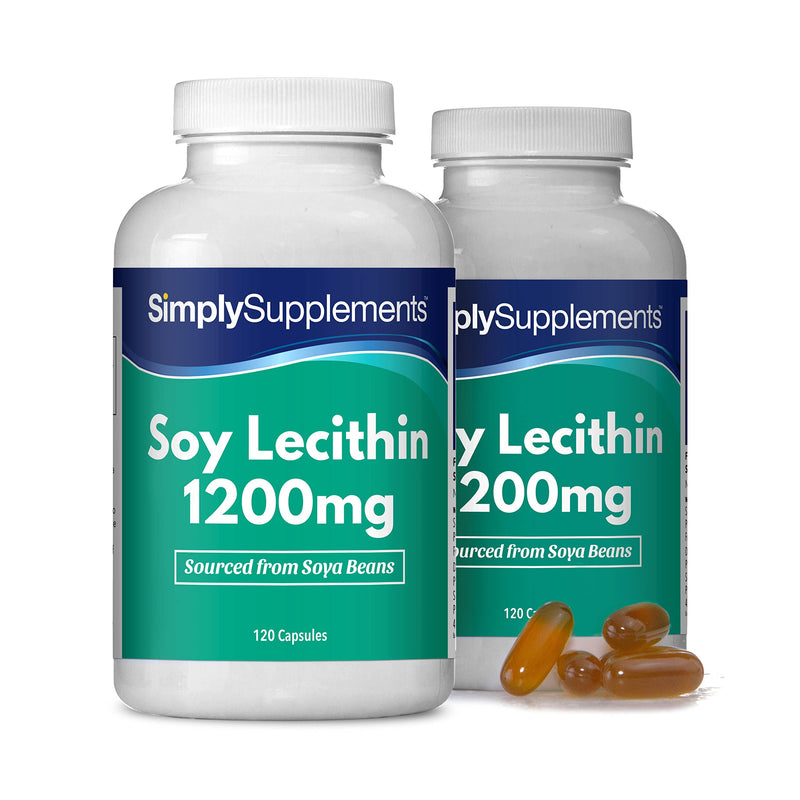 Soy Lecithin Capsules 1200mg | 120+120 (240) Capsules | Manufactured in The UK 240 Count (Pack of 1) - BeesActive Australia