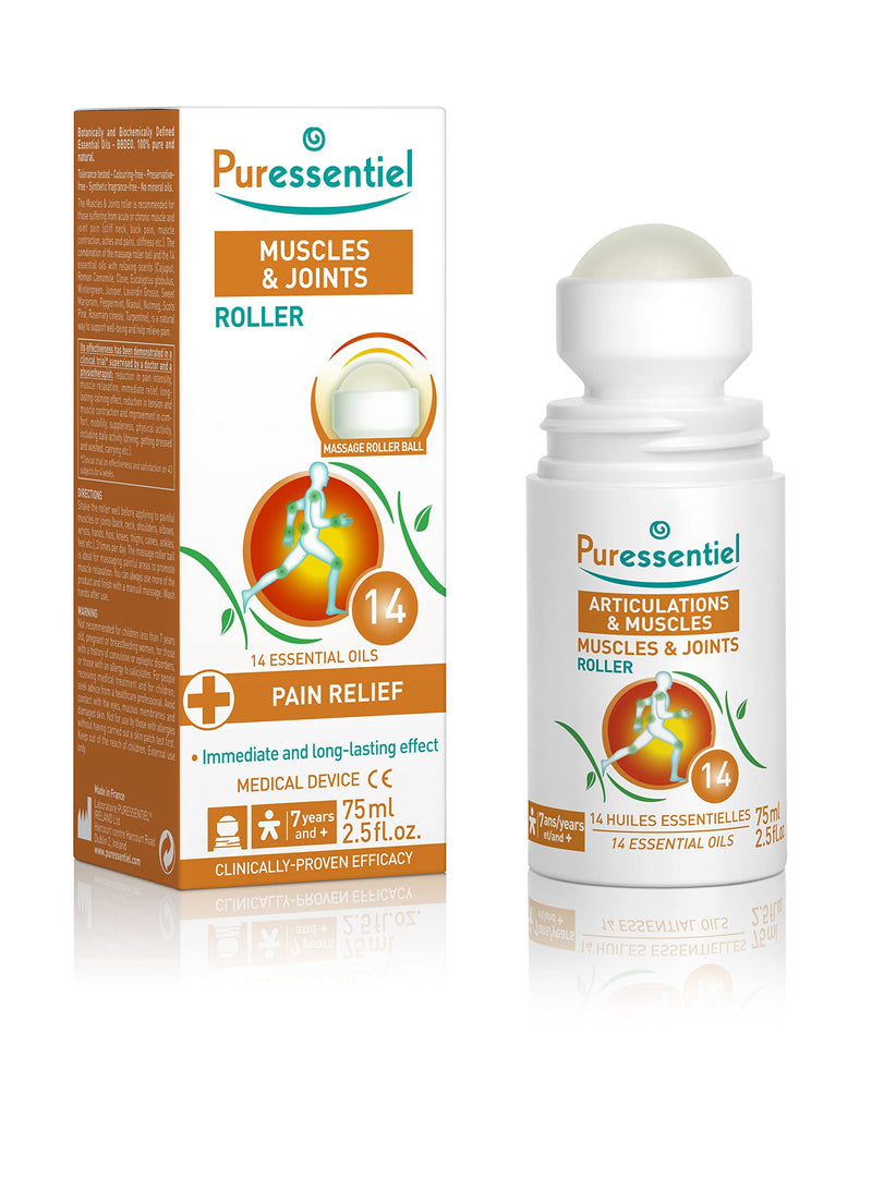 Puressentiel Muscles & Joints Roll-On 75ml � Providing fast Relief & Naturally Soothes Muscle Pain, Back Pain Relief, Neck Pain Relief & Shoulder Aches. Acupressure Massager & Muscle Rub - BeesActive Australia