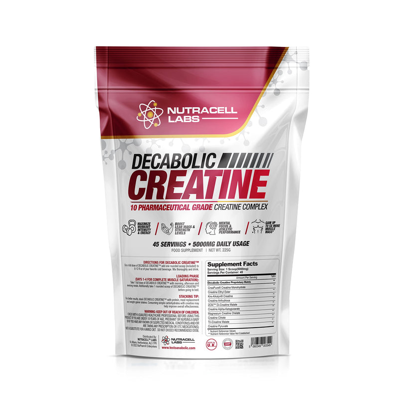 Nutracell Labs Decabolic Creatine : Powerful 10 Blend (45 Servings - 5000mg Per Serving) Muscle Growth & Strength Without Steroids / HGH (225g / 8oz) - BeesActive Australia