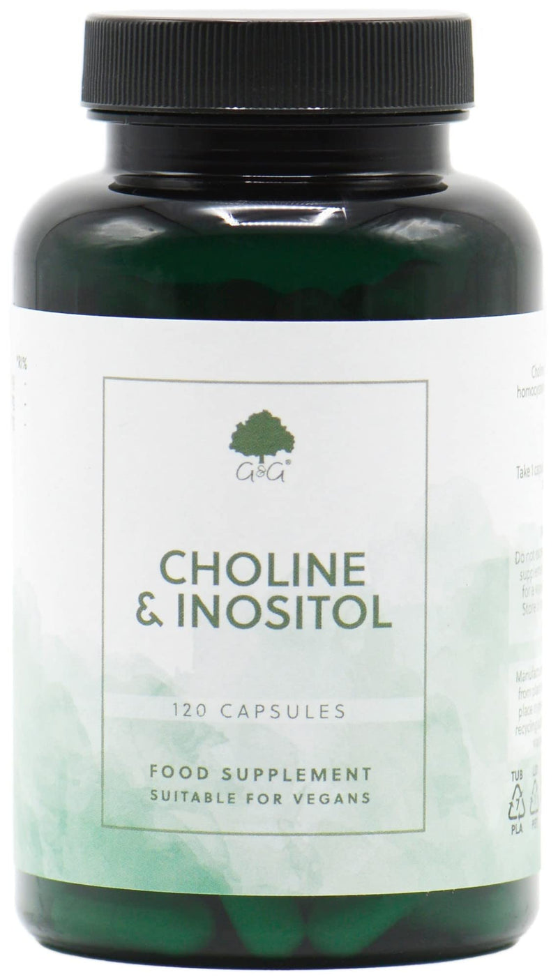 Choline (Bitartrate) & Inositol Capsules | 250mg Choline & 250mg Inositol per Capsule | 120 Vegan Capsules | G&G Vitamins - BeesActive Australia