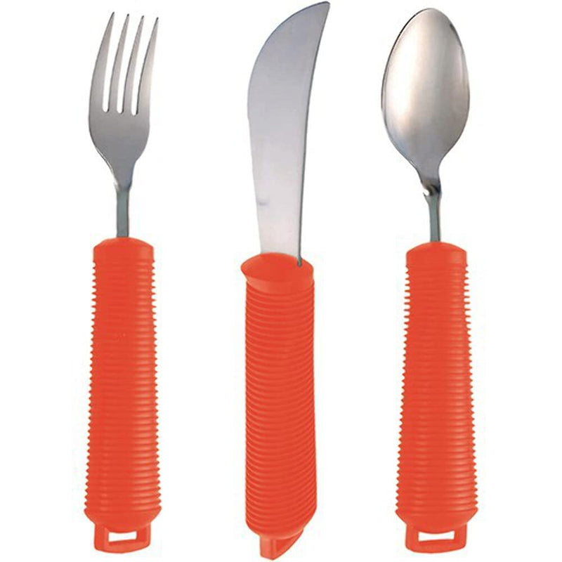 Aidapt Bendable Cutlery Set with a Knife, fork, Spoon and 3x Utensil Straps. Soft grip eating aid, Bend to any angle, Reduce Wrist stress, ideal for those with Arthritis, Limited Grip and Arm Movement - BeesActive Australia