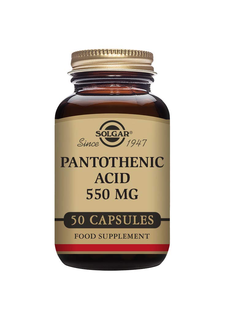 Solgar Pantothenic Acid 550 mg Vegetable Capsules - Pack of 50 - Reduces Tiredness and Fatigue - For Daily Use - Vegan and Gluten Free - BeesActive Australia