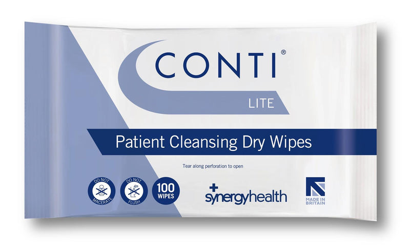 Synergy Health Conti Lite Economy Dry Patient Cleansing Wipes (3 Packs of 100) 100 Count (Pack of 3) - BeesActive Australia