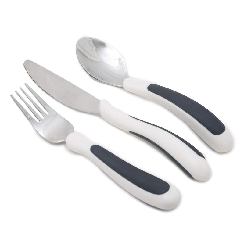 NRS Healthcare M80270 Kura Care Adult Cutlery Set, Easy Grip Set, Black & White Single - BeesActive Australia
