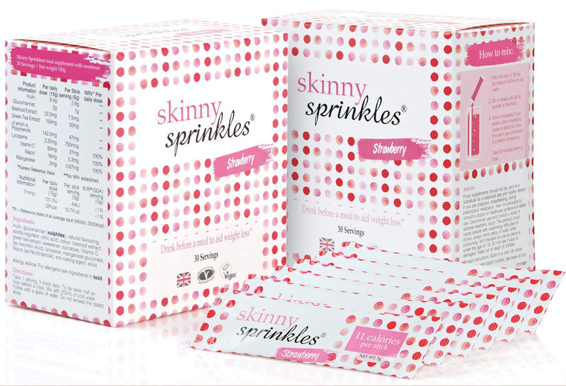 Skinny Sprinkles, Duo Pack 60 Servings - Weight Management Drink with Glucomannan - Vegan, Vegetarian Society Approved - Made in The UK - Strawberry - BeesActive Australia