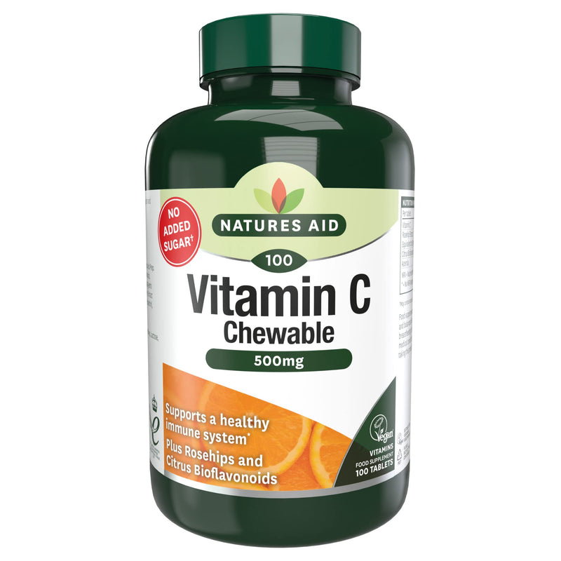 Natures Aid Chewable Vitamin C 500 mg, Sugar Free, Suitable for Vegans, 100 Tablets 100 count (Pack of 1) - BeesActive Australia