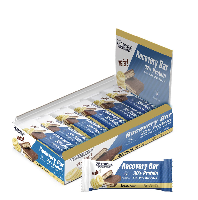 Victory Endurance Recovery Bar - Banana Flavour. (12x35g) Chocolate Coated Wafer Bar for Post-Training Recovery with 32% Proteins 12 x 35 G - BeesActive Australia