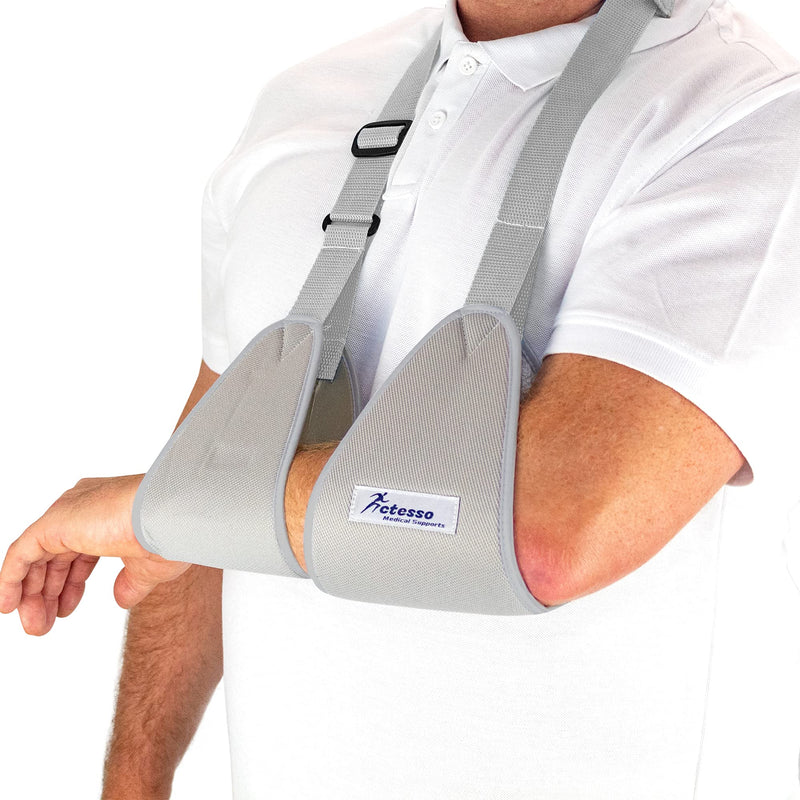 Actesso Web Medical Arm Sling - Designed to immobilise and stabilise The arm, Wrist, and Shoulder Following Injuries or for a Broken arm and cast Support. Sizes for Adults & Kids (Large) Grey L (Pack of 1) - BeesActive Australia