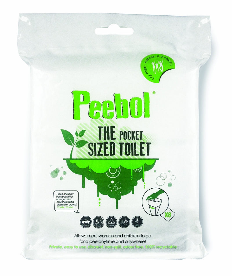 Peebol by SHEWEE – The Pocket-Sized Toilet – Rapidly Turns 1L of Urine into an Odourless & Solid Gel. Made in the UK, Disposable Urinal Bag for Everyone. Festival, Camping, Car & Travelling Essentials 8 Pack - BeesActive Australia