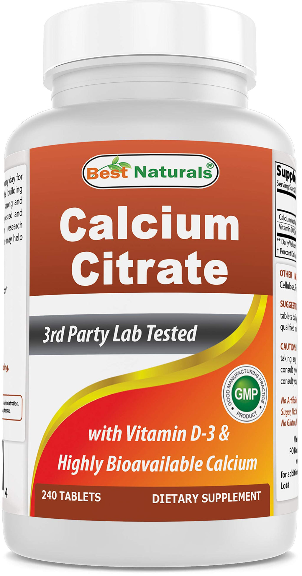 Best Naturals Calcium Citrate with Vitamin D-3 240 Tablets (240 Count (Pack of 1)) 240 Count (Pack of 1) - BeesActive Australia