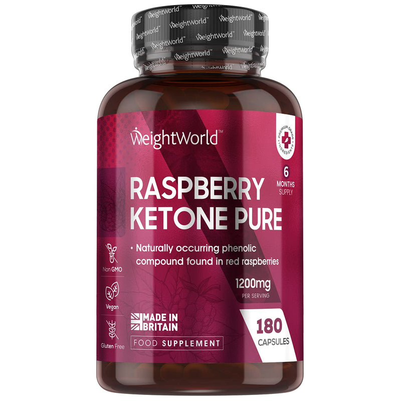 Pure Raspberry Ketones - 6 Months Supply - 180 High Strength Raspberry Ketone Capsules - Suits Low Carb & Keto Diet - Feel Fuller & Lighter - Vegan Ketones Supplements for Men & Women - Made in the UK - BeesActive Australia