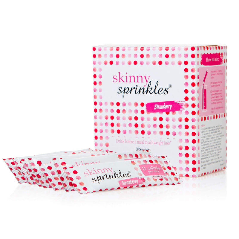 Skinny Sprinkles, 30 Servings - Weight Management Drink with Glucomannan - Vegan, Vegetarian Society Approved - Made in The UK - Strawberry - BeesActive Australia