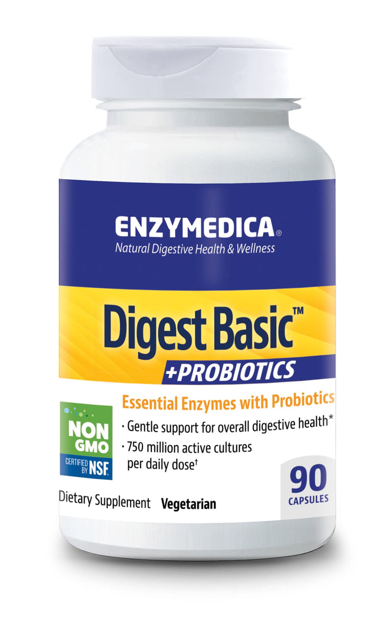 ENZYMEDICA - Digest Basic + Probiotics (90 Capsules) | Digestive Enzymes Supplements | Digestive Enzymes Blend with Probiotics, Nutrient Supplements, Gut Health Supplement, Easy Digest, Vegetarian 90 Count (Pack of 1) - BeesActive Australia