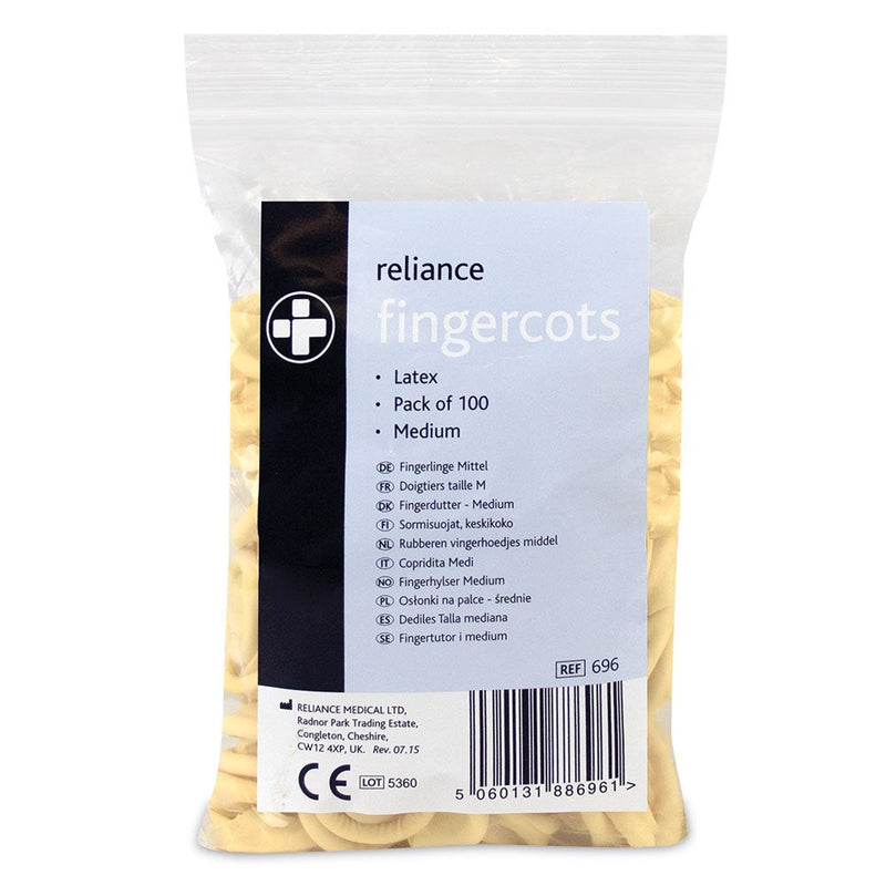Reliance Medical Latex Finger Cot, Medium (Pack of 100) Medium Latex Finger Cot - Pack of 100 - BeesActive Australia