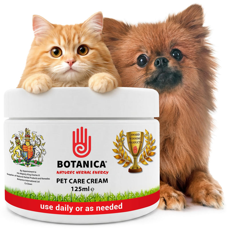 Botanica Pet Care Cream, Pet Skin & Coat Care for Dogs & Cats, Botanical Moisturising Cream with Aloe Vera, Tea Tree, Lavender, Comfrey, Cedarwood & Neem Oils, Vegan, 125 ml