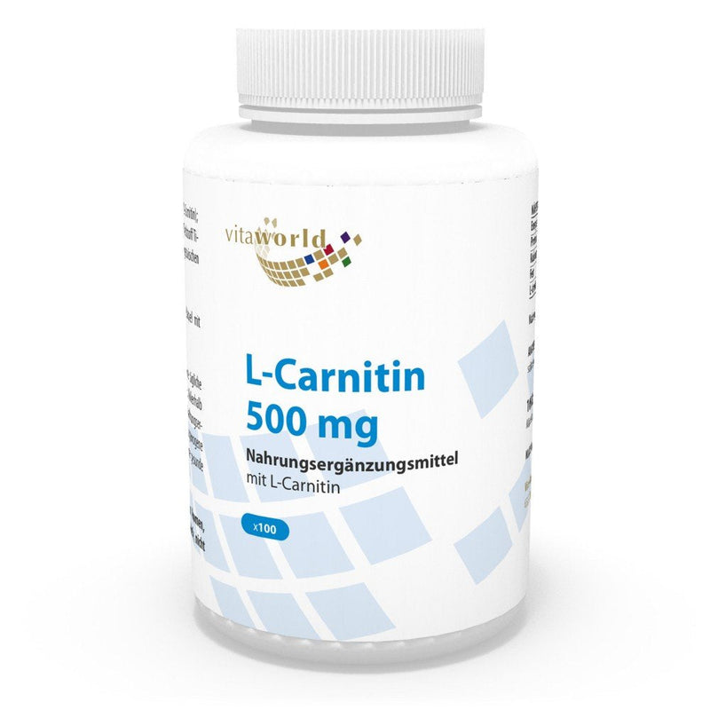 Vita World L-Carnitine 500Mg 100 Capsules Vegan/Vegetarian Made in Germany - BeesActive Australia