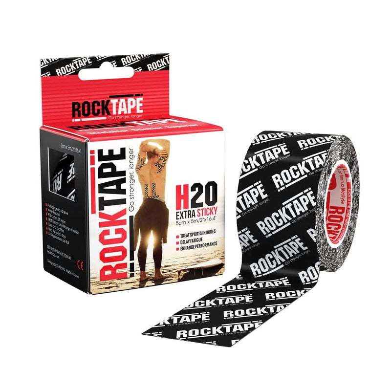 RockTape Unisex Rocktape 2 RockTape H2O Black Logo Tape Small, H2o Black Logo, Uncut Roll - 5cm Wide UK Single - BeesActive Australia