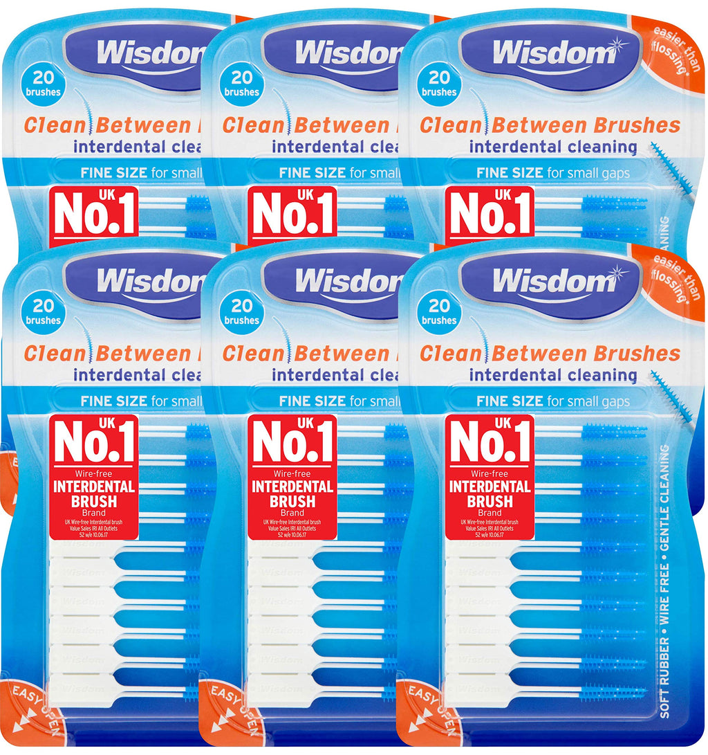 6x Wisdom Clean Between Interdental Brushes - Pack of 20 – Size Fine Blue (Tot. 120 pcs) 1 - BeesActive Australia